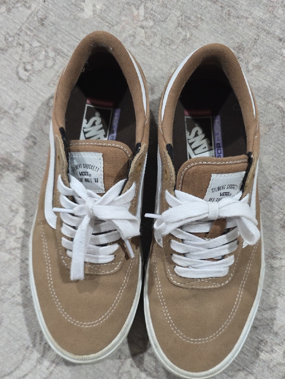 Vans Men's Tan Suede Low-Top Sneakers with White Stripe